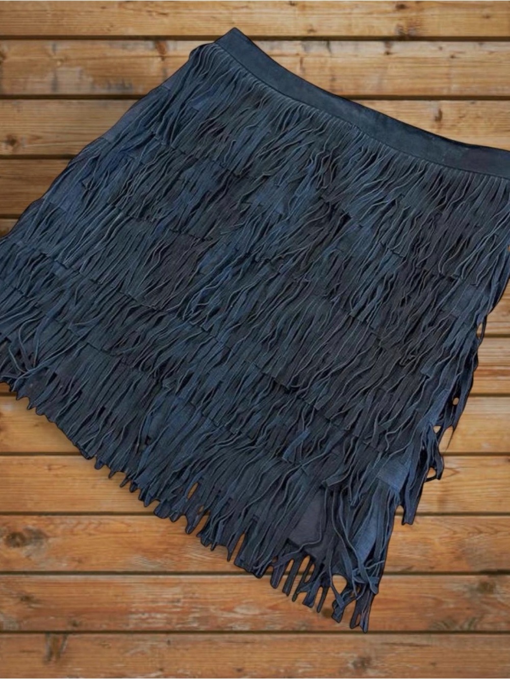 Genuine Suede Fringe Skirt- White House Black Market
